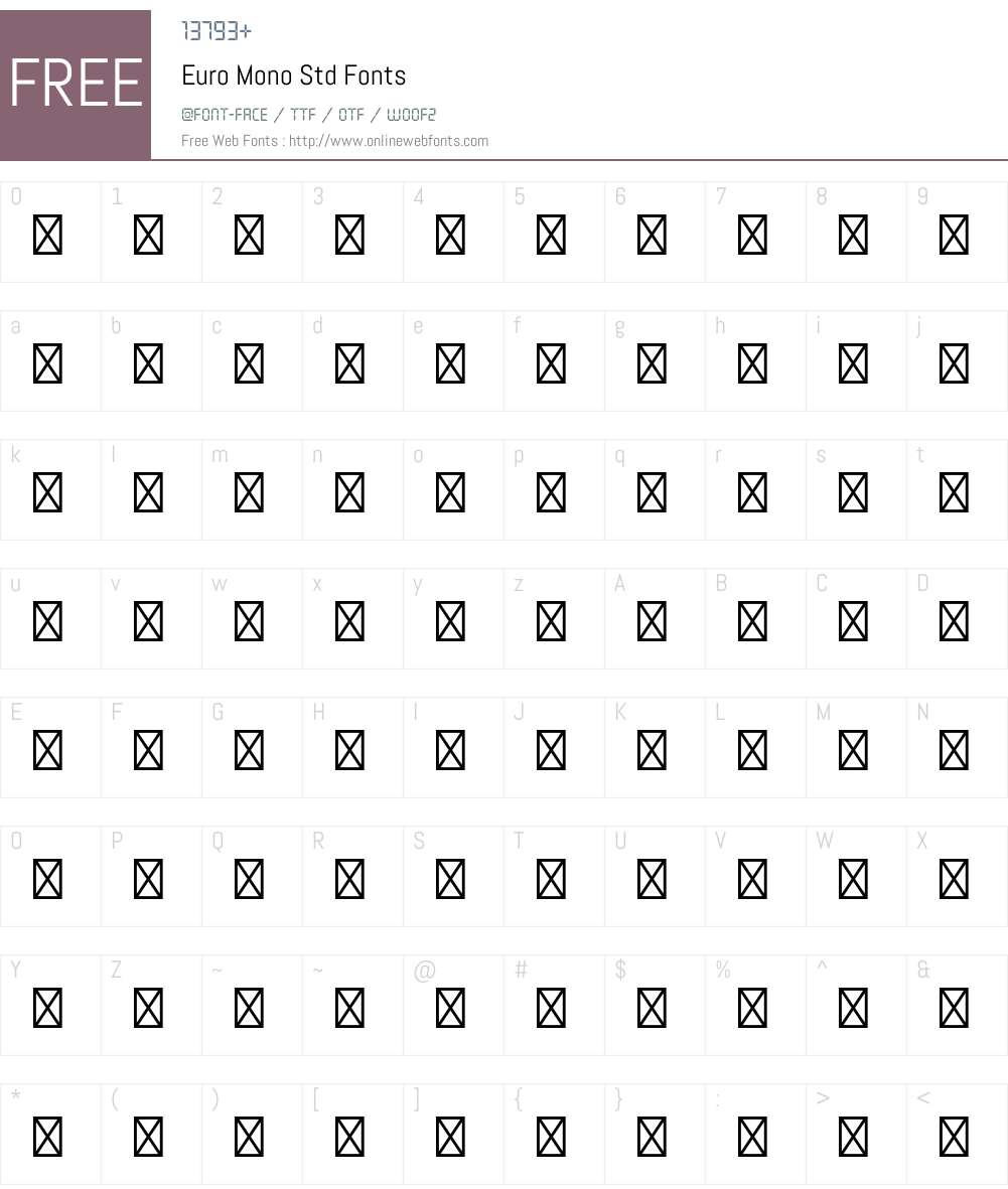 Euro Mono Std Font Screenshots