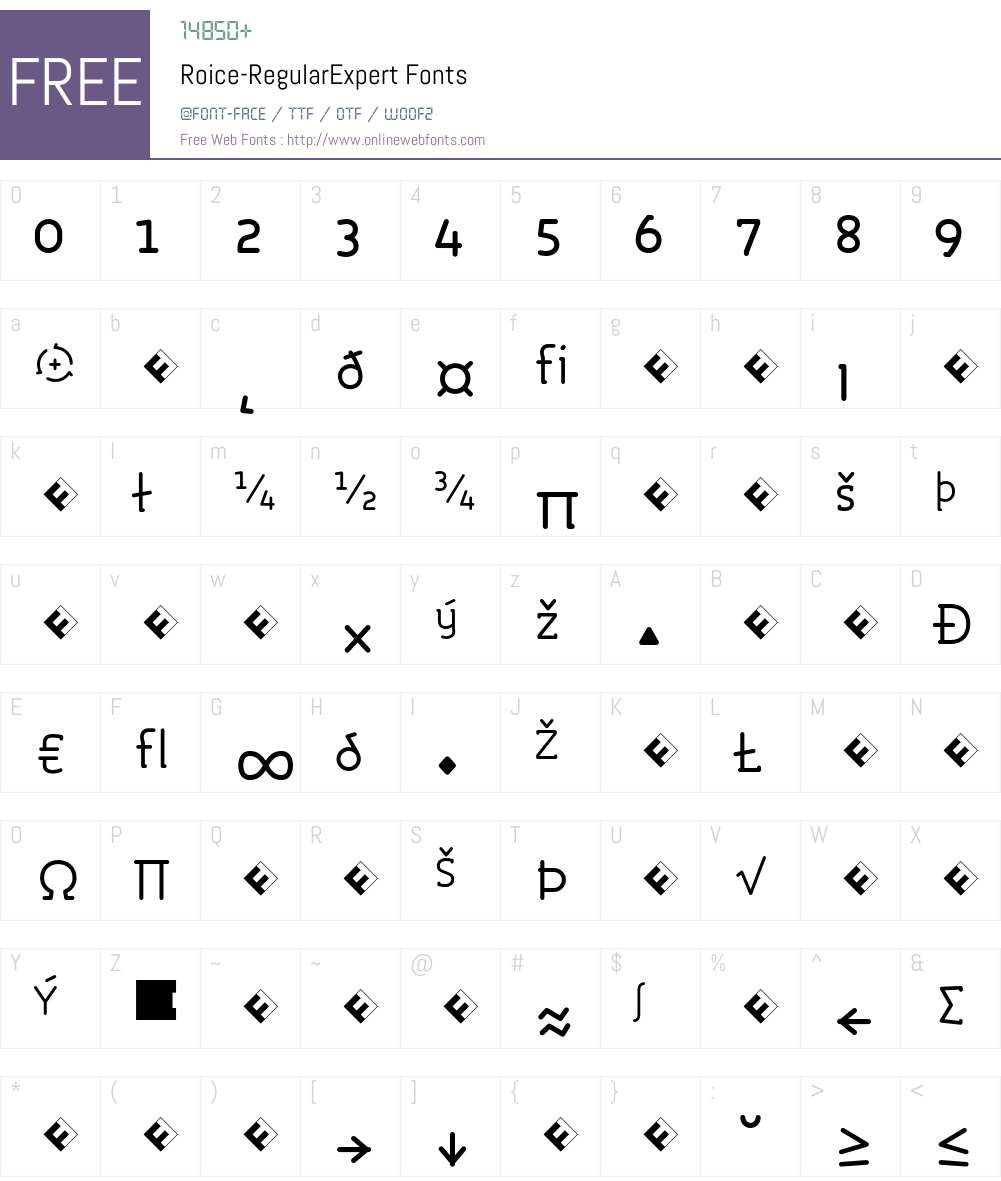 Roice-RegularExpert Font Screenshots