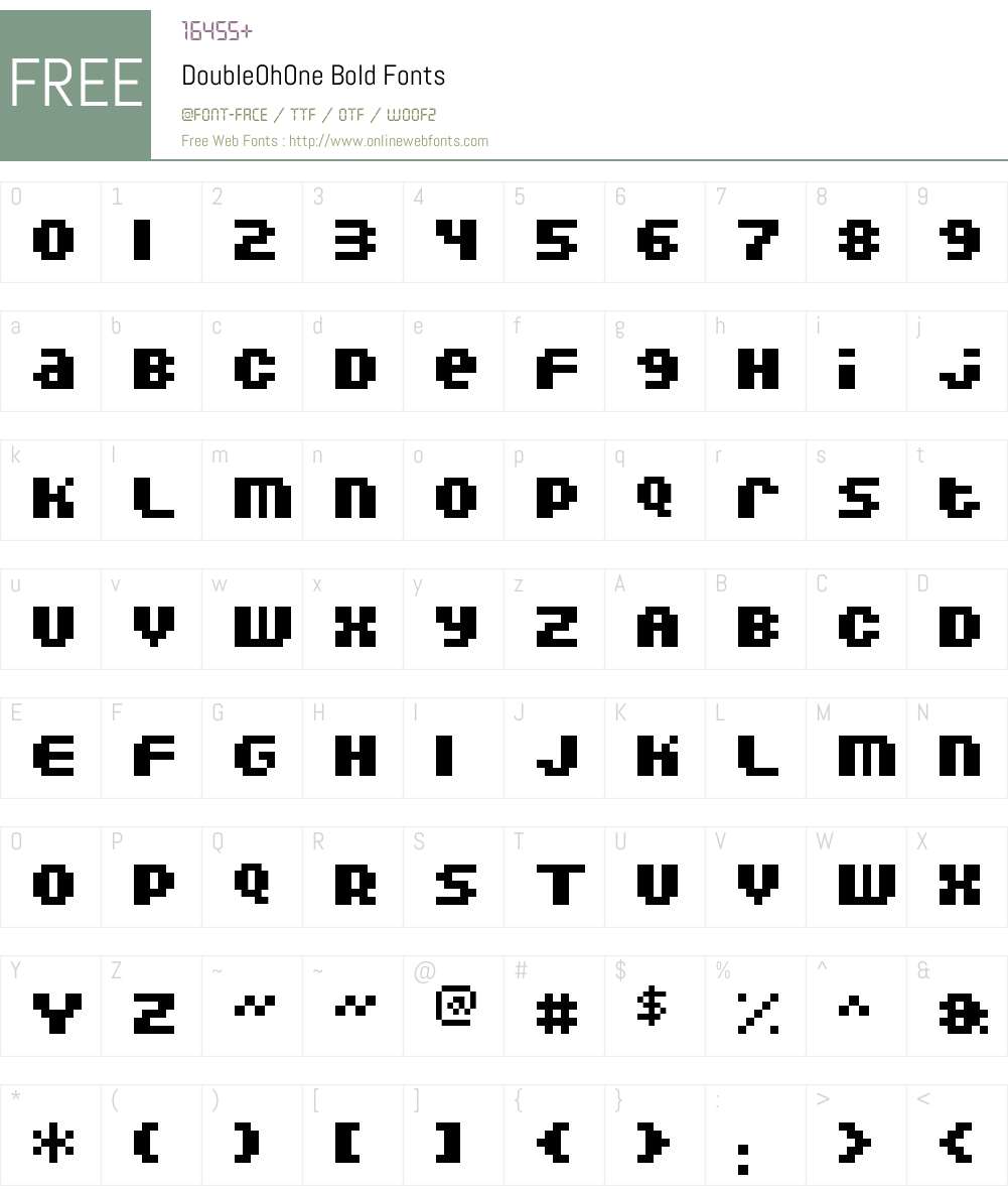 DoubleOhOne Font Screenshots