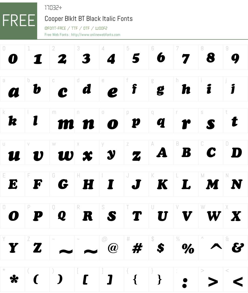 Cooper BlkIt BT Font Screenshots