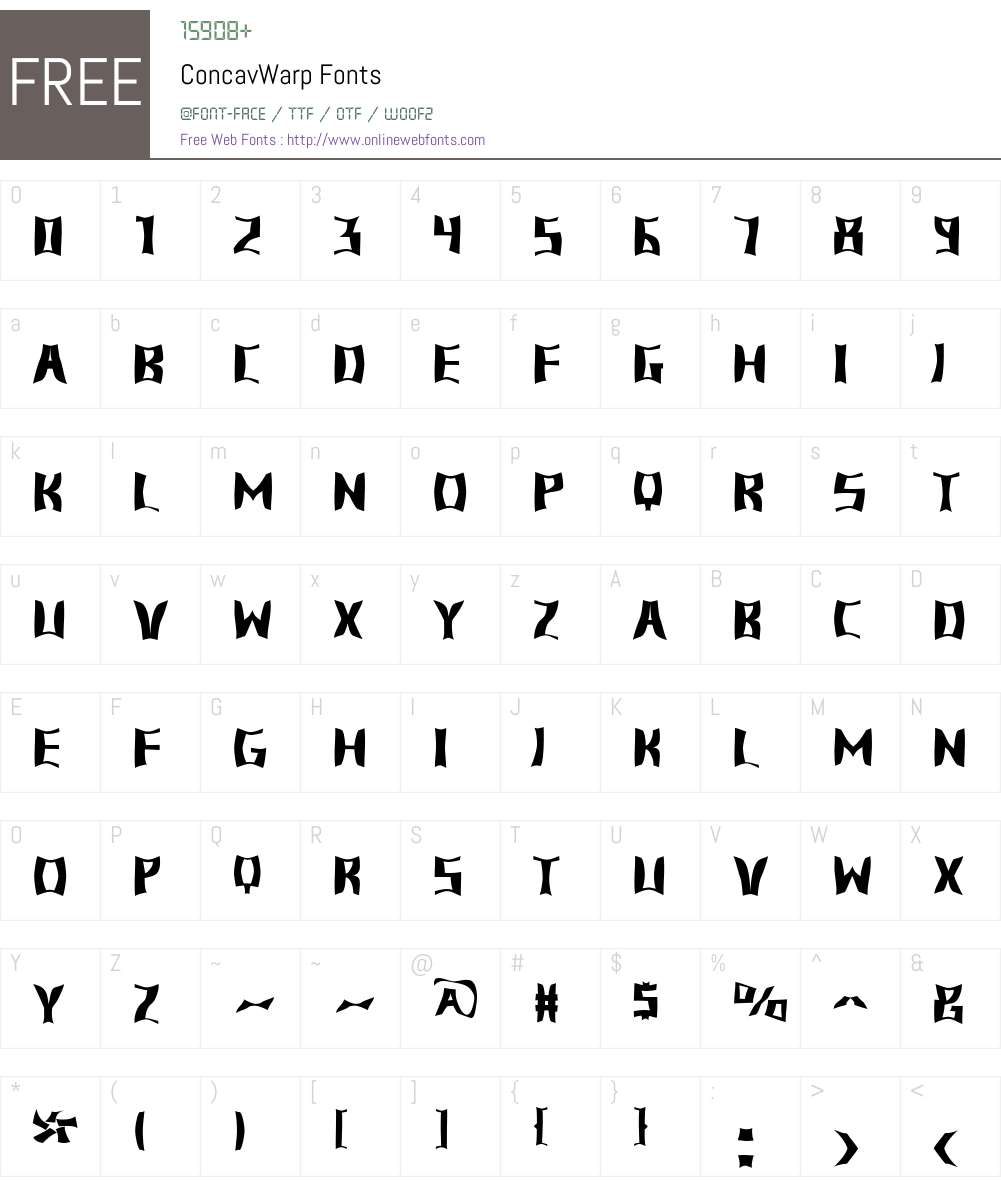 ConcavWarp Font Screenshots