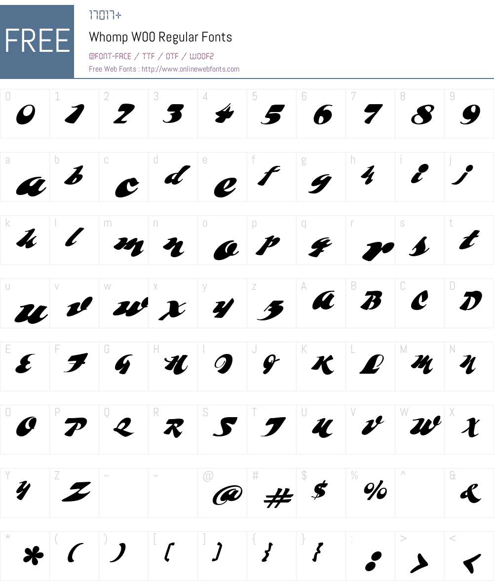 WhompW00-Regular Font Screenshots