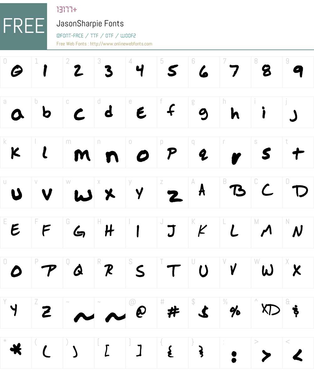 JasonSharpie Font Screenshots