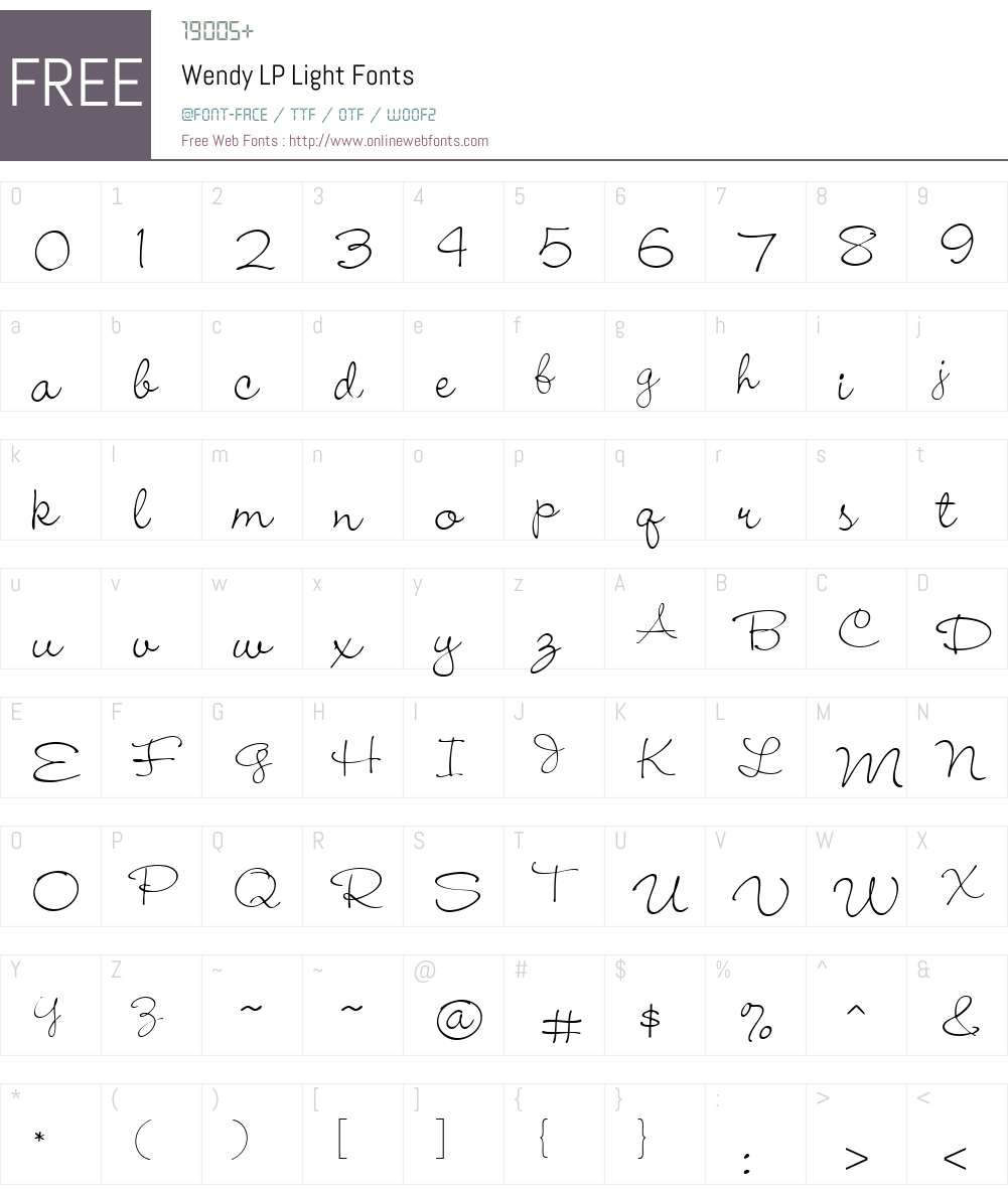 Wendy LP Font Screenshots