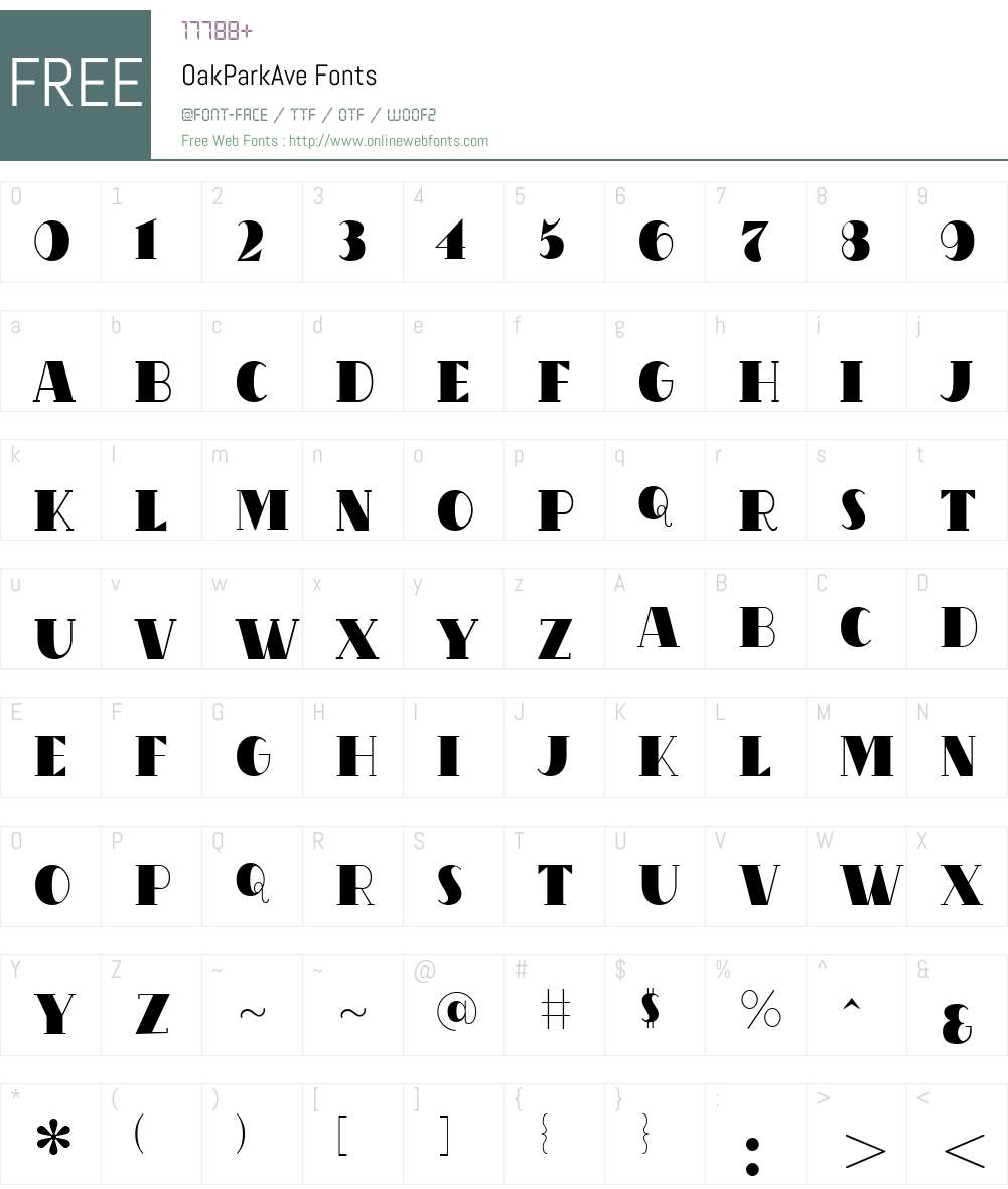 OakParkAve Font Screenshots