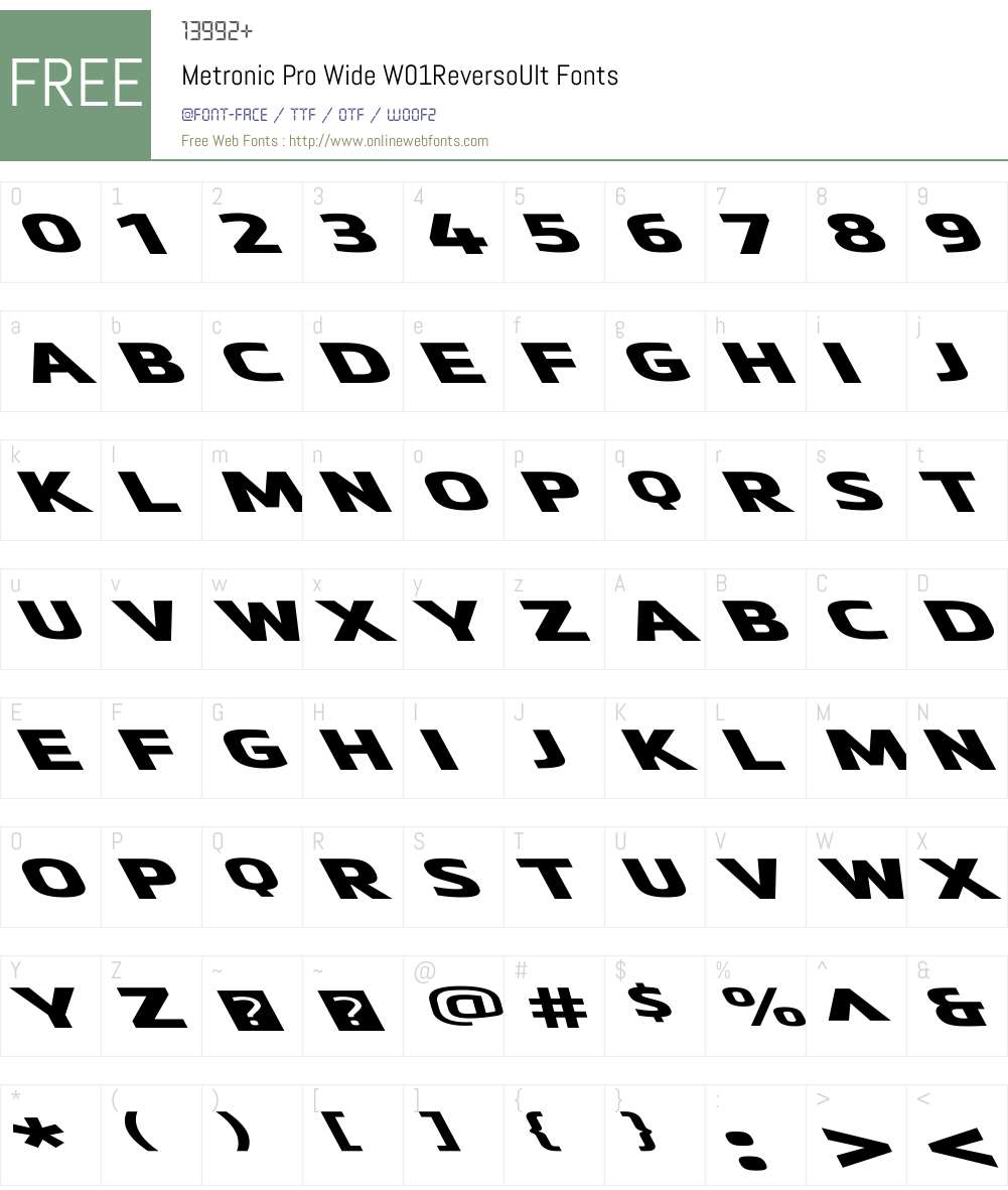 MetronicProWideW01-ReversoUlt Font Screenshots