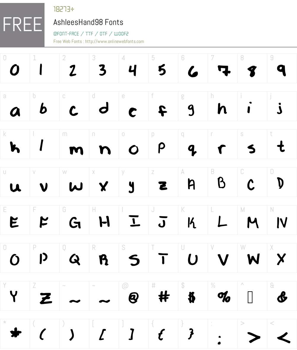 AshleesHand98 Font Screenshots