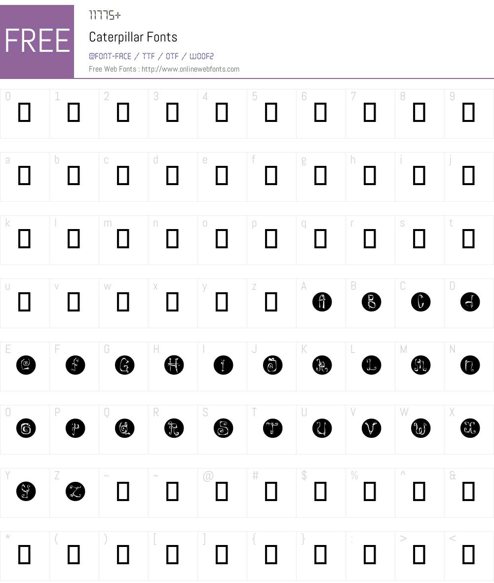 Caterpillar Font Screenshots