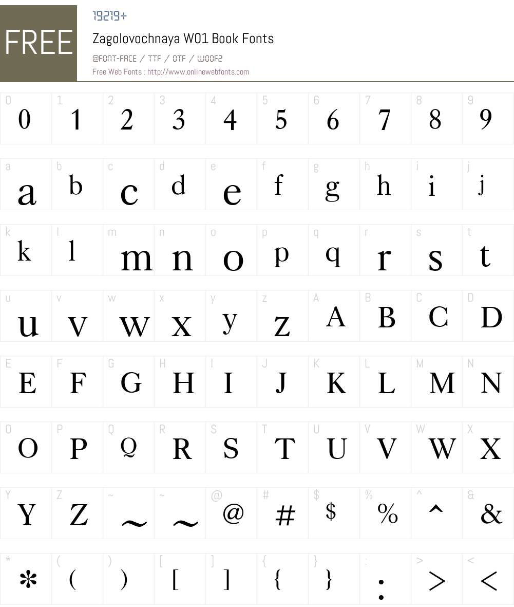 ZagolovochnayaW01-Book Font Screenshots
