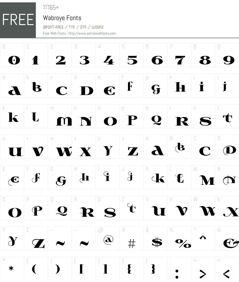 Wabroye Font Screenshots
