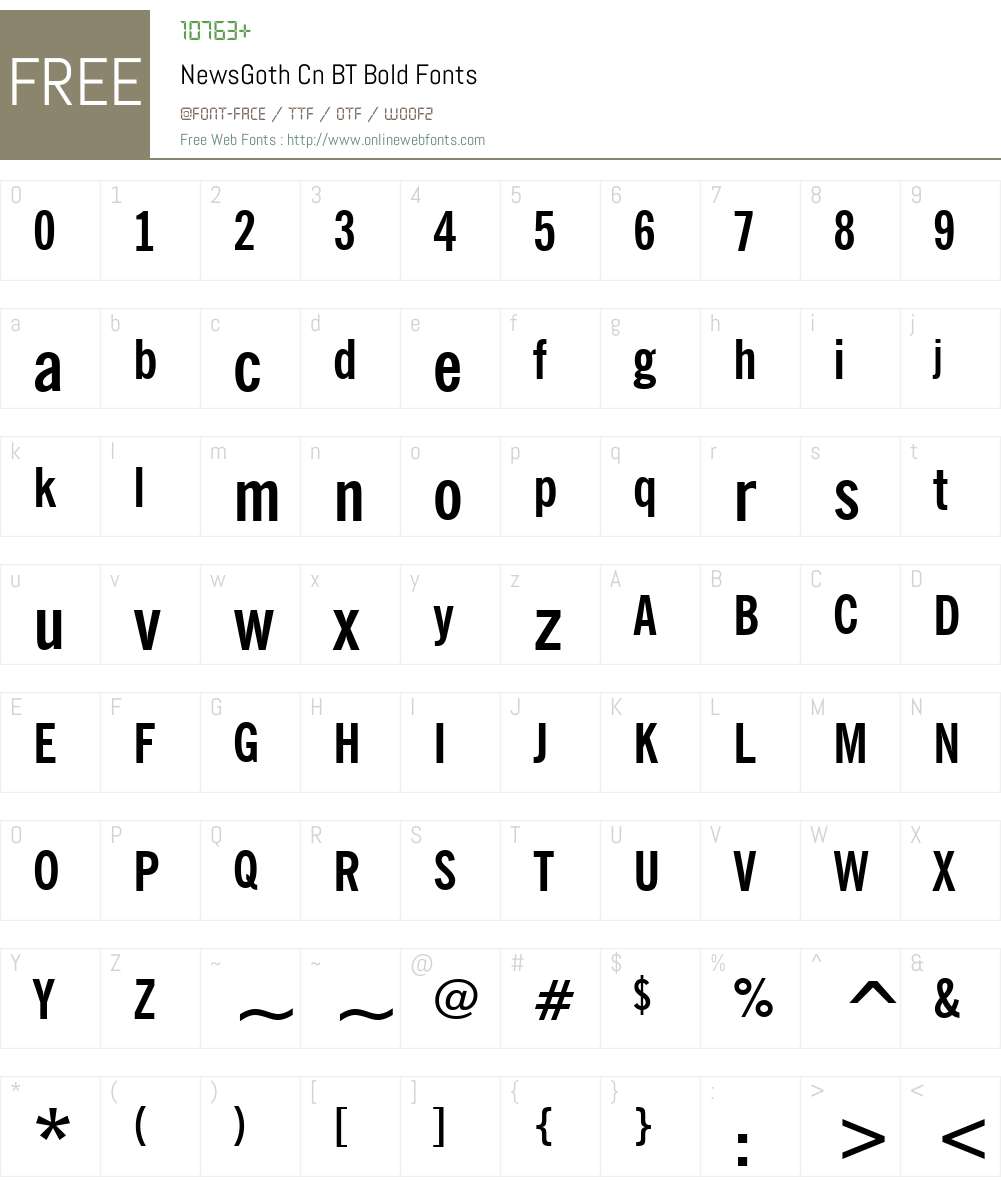 NewsGoth Cn BT Font Screenshots
