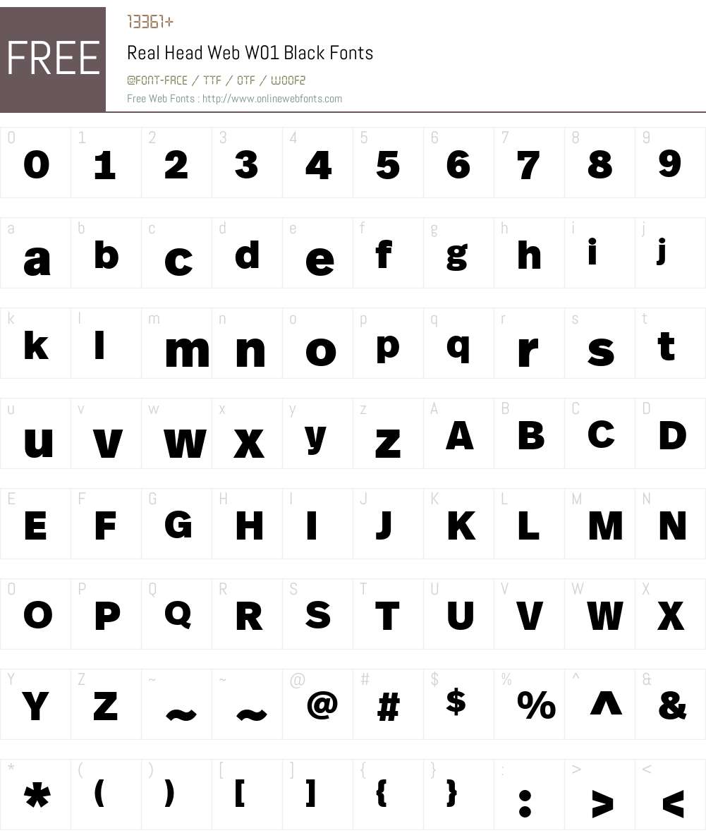 RealHeadWebW01-Black Font Screenshots