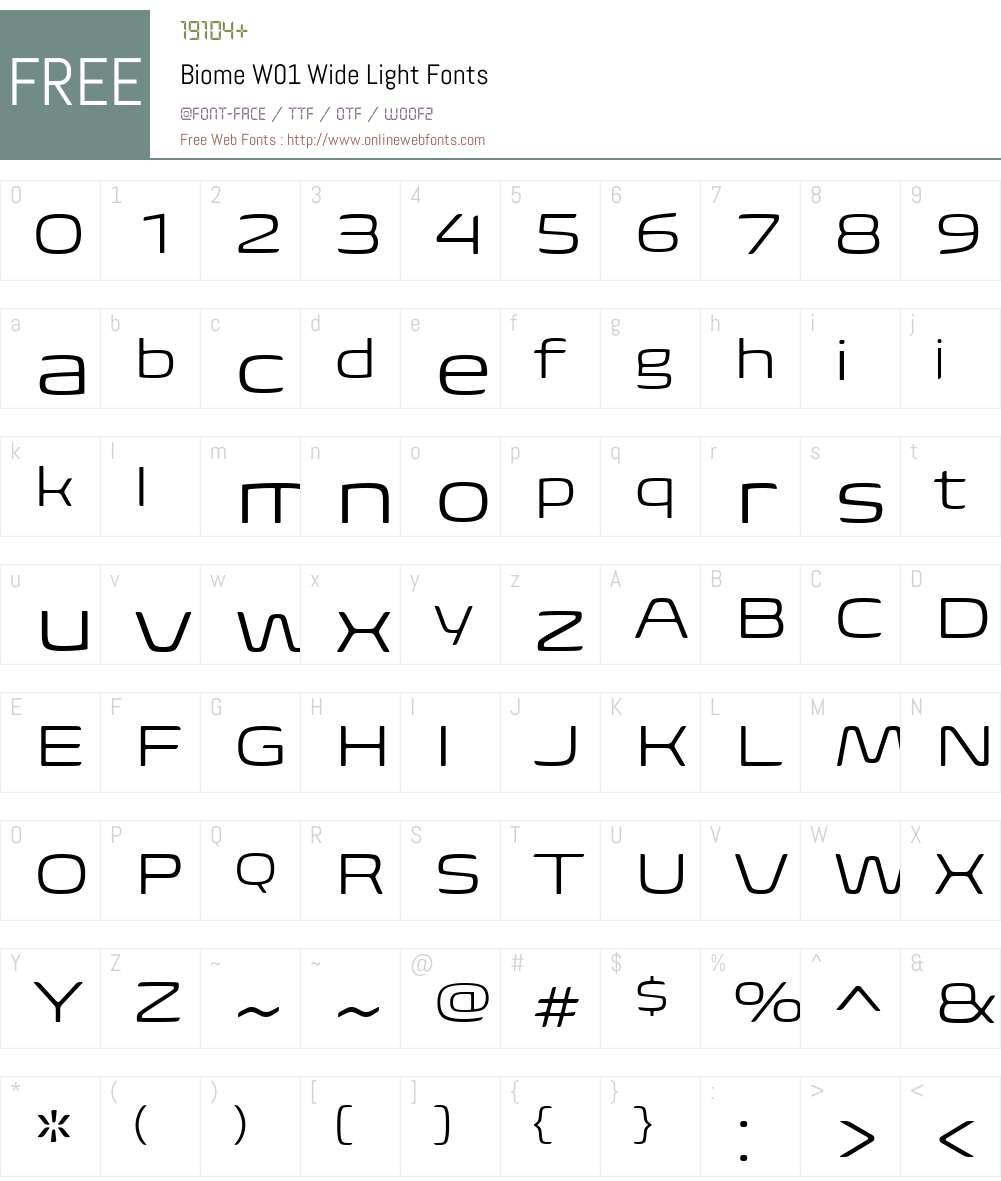 BiomeW01-WideLight Font Screenshots