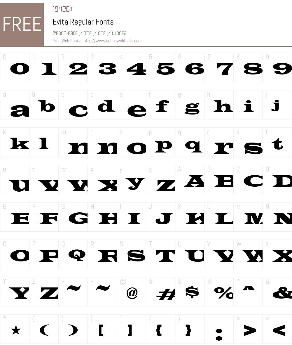 Evita Font Screenshots