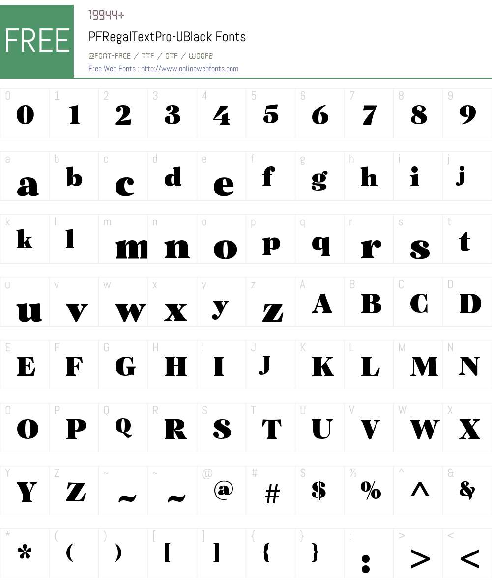 PF Regal Text Pro UBlack Font Screenshots