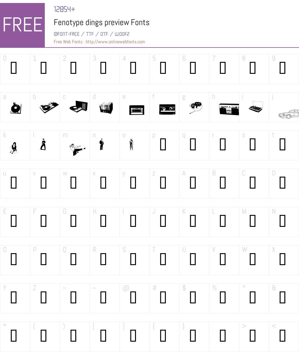 Fenotype dings Font Screenshots