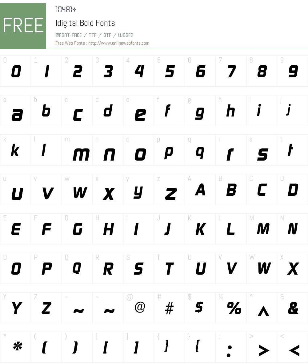 Idigital Font Screenshots