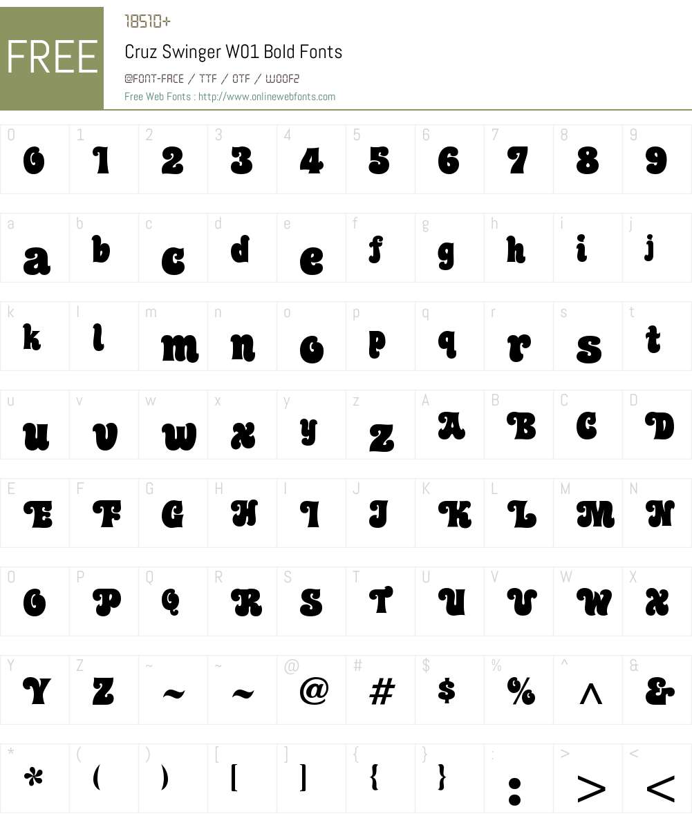 CruzSwingerW01-Bold Font Screenshots
