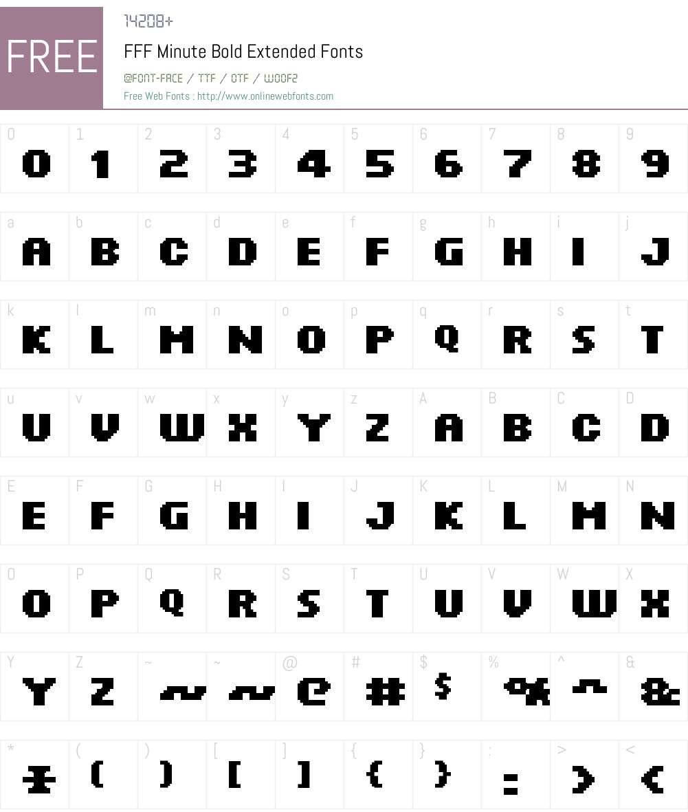 FFF Minute Bold Extended Font Screenshots