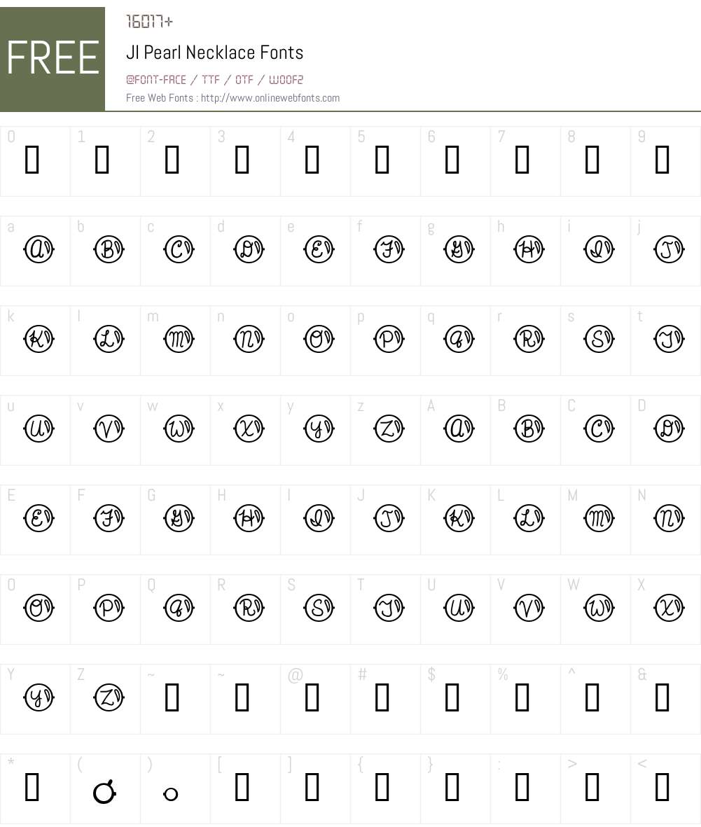 JI Pearl Necklace Font Screenshots