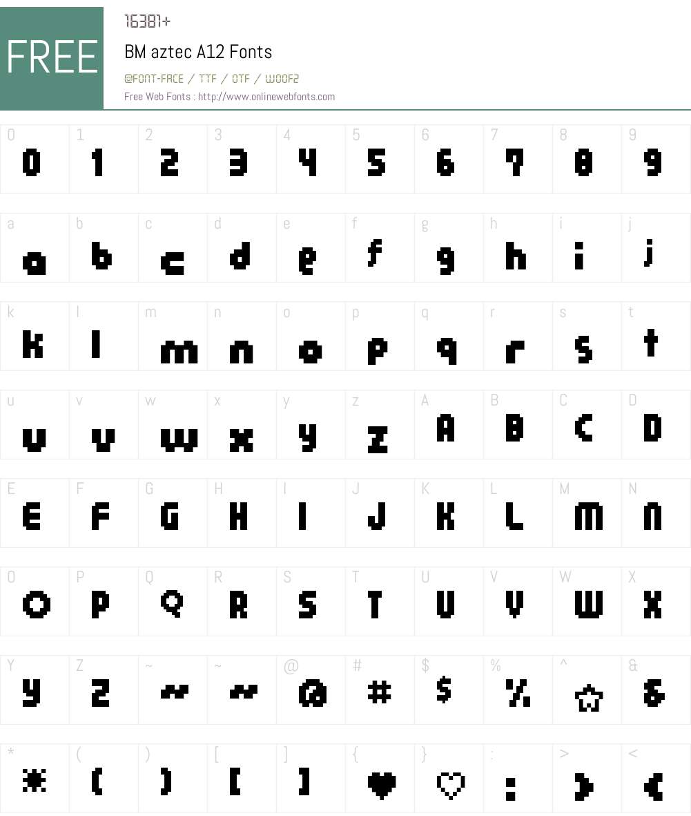 BM aztec Font Screenshots