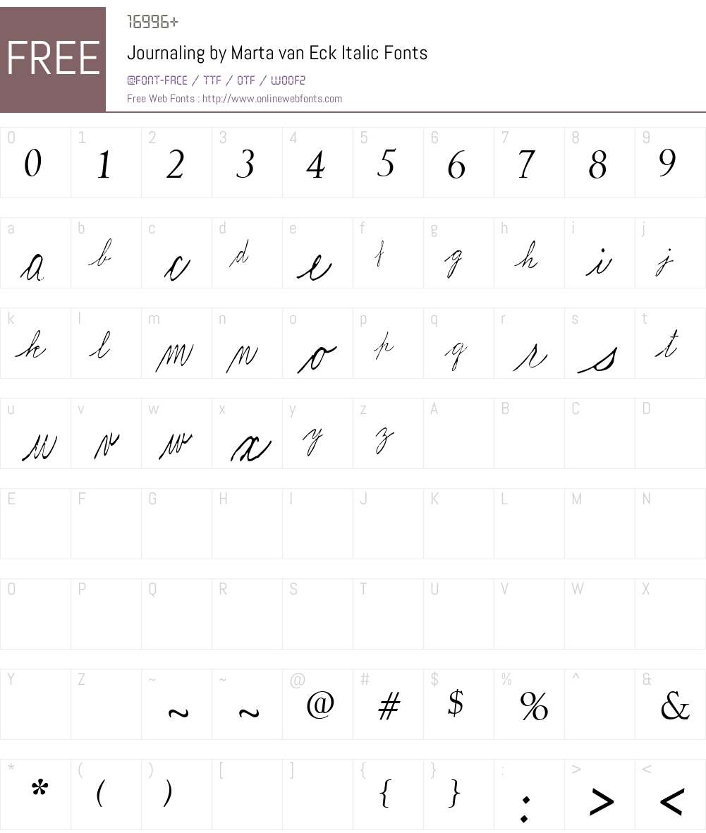 Journaling by Marta van Eck Font Screenshots