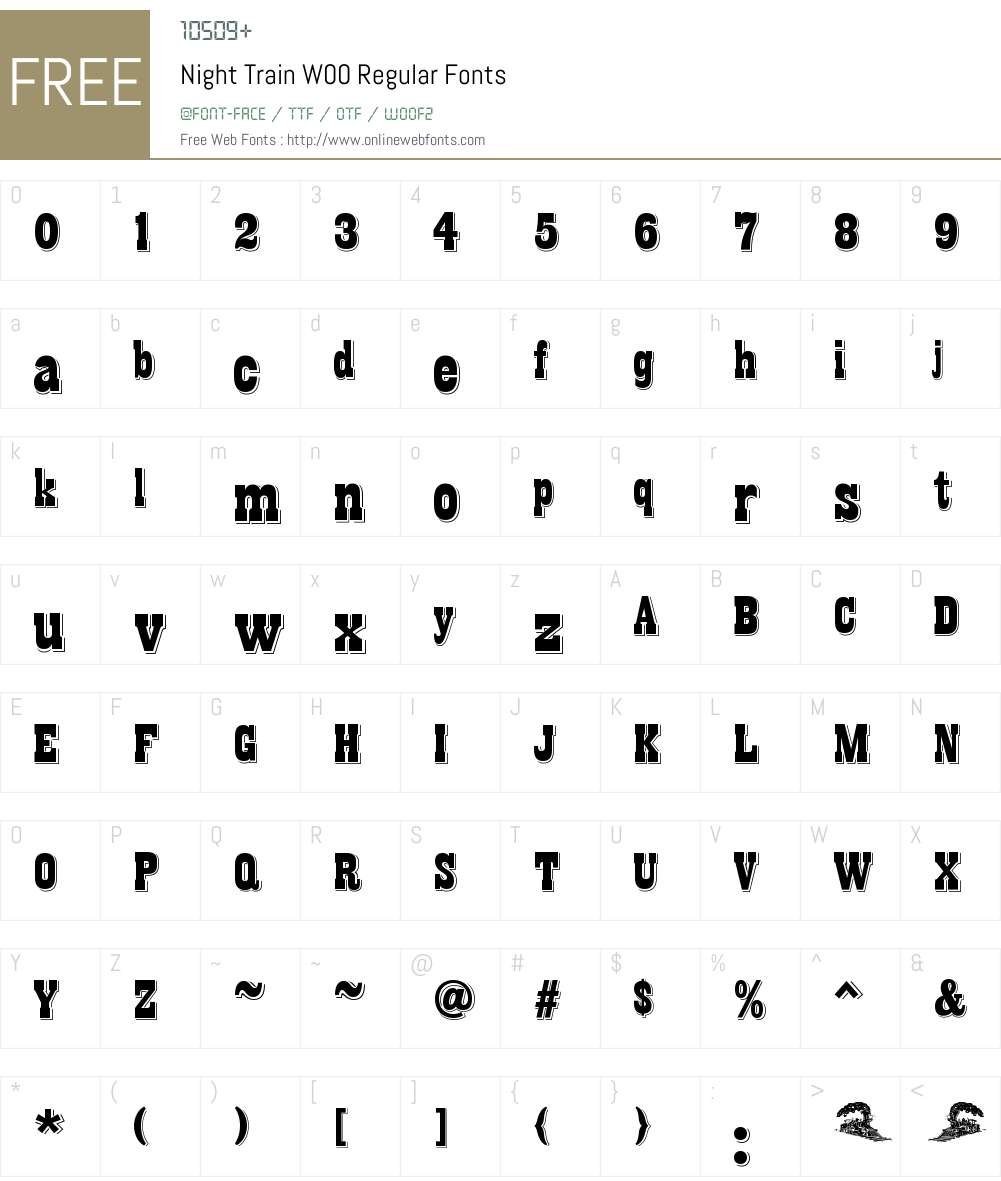 NightTrainW00-Regular Font Screenshots