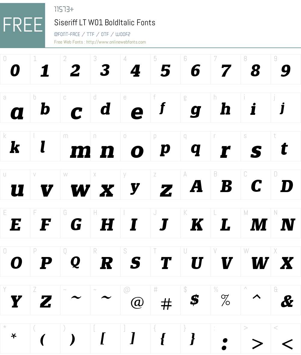 SiseriffLTW01-BoldItalic Font Screenshots