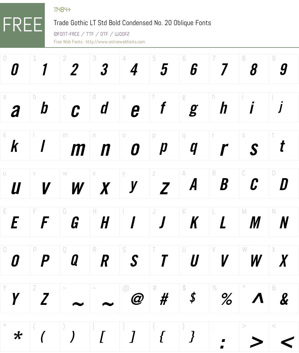 Trade Gothic LT Std Cn Font Screenshots
