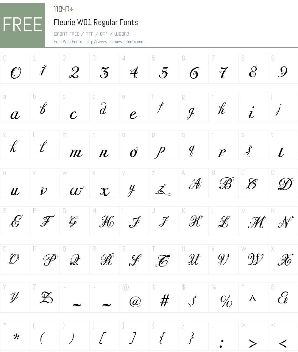 FleurieW01-Regular Font Screenshots