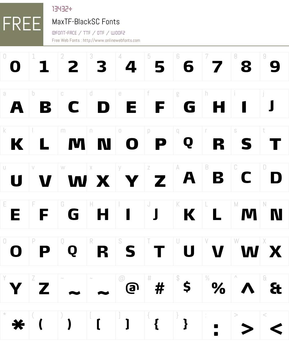 MaxTF-BlackSC Font Screenshots