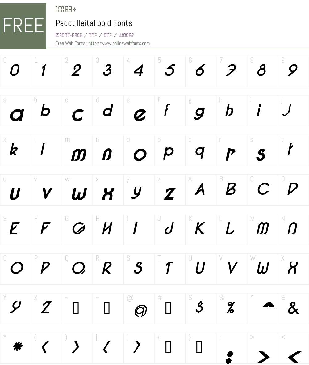 Pacotilleital Font Screenshots