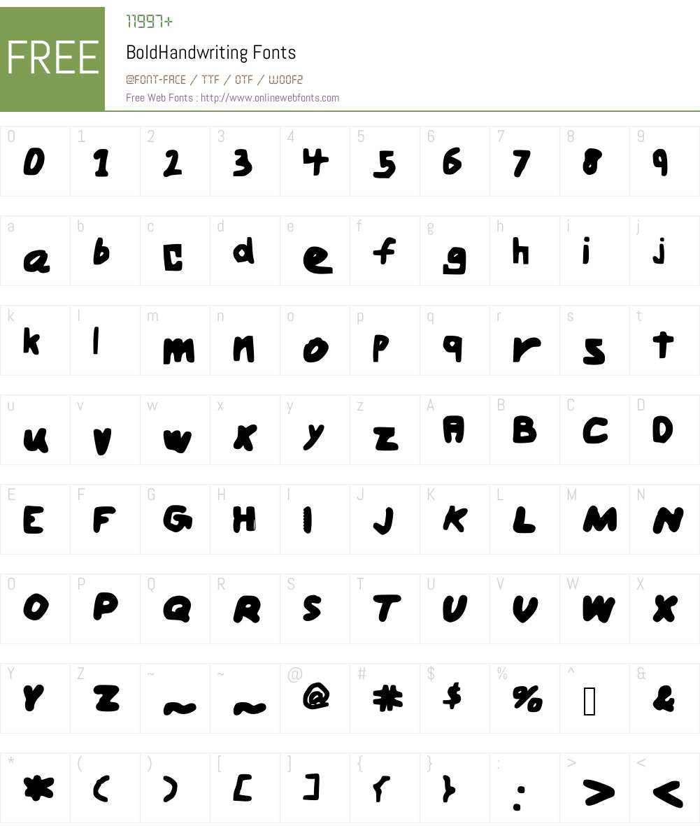 BoldHandwriting Font Screenshots