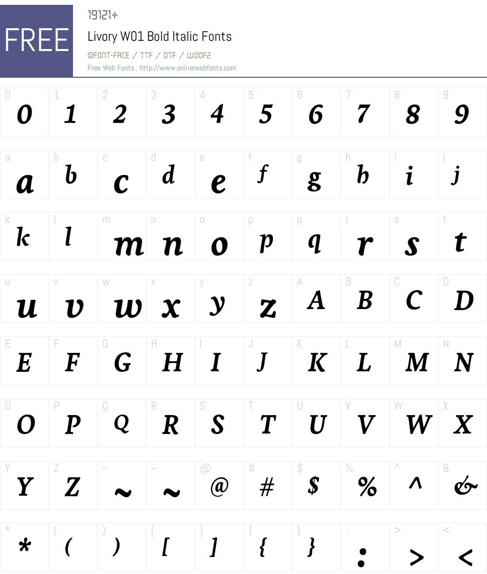 LivoryW01-BoldItalic Font Screenshots