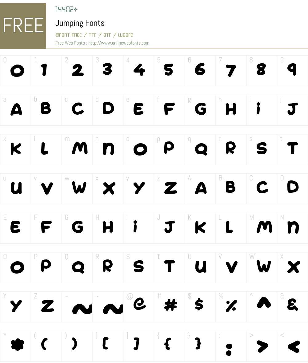 Jumping 1.00 August 13, 2018, initial release Fonts Free Download