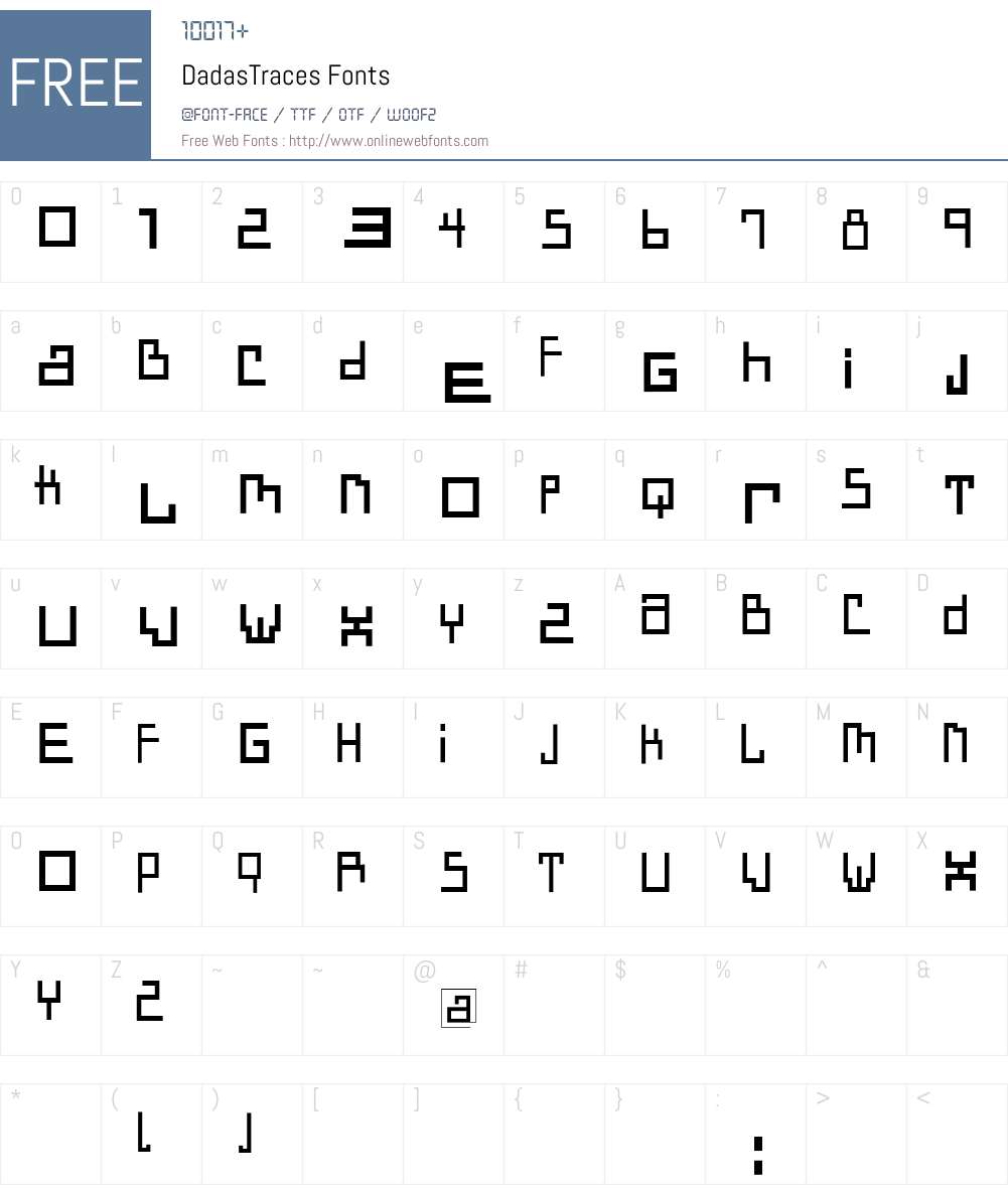 DadasTraces Font Screenshots