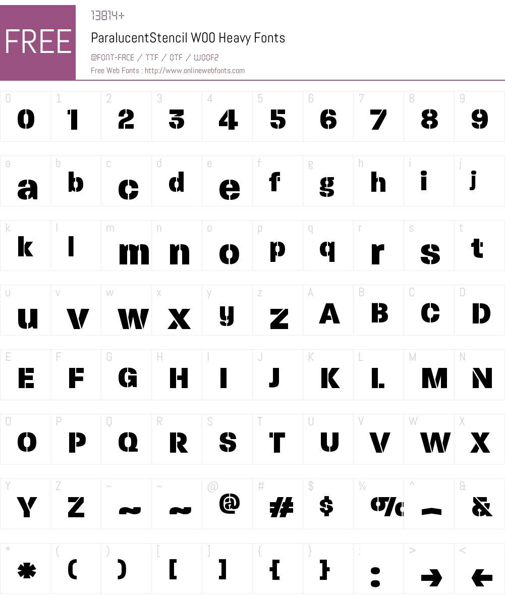 ParalucentStencilW00-Heavy Font Screenshots