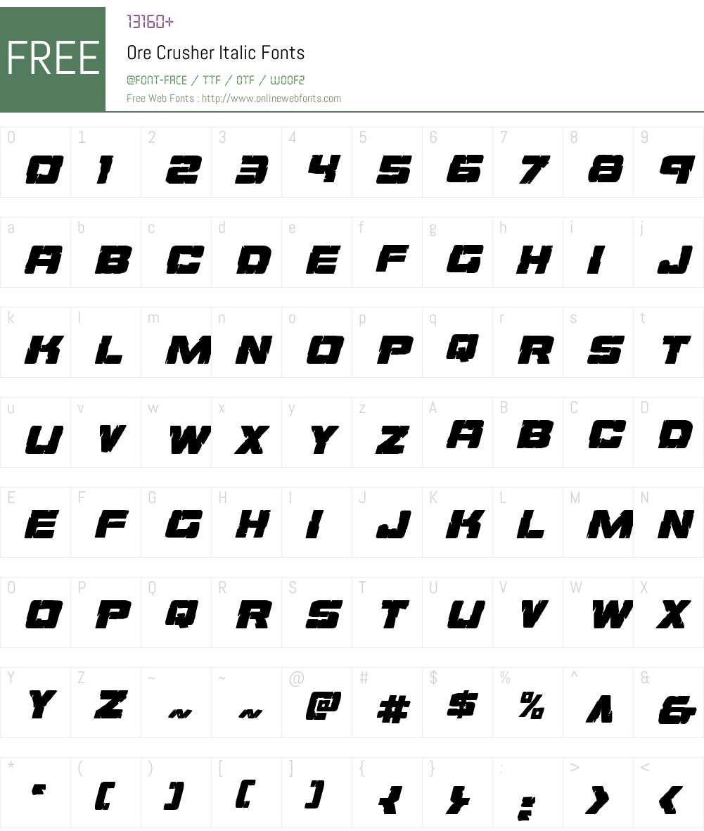 Ore Crusher Italic Font Screenshots