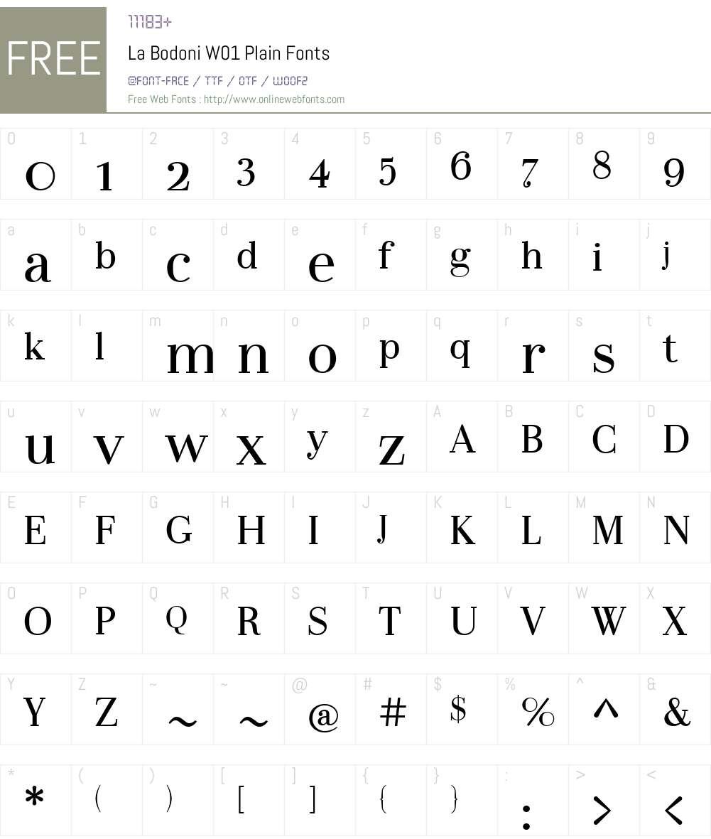 LaBodoniW01-Plain Font Screenshots