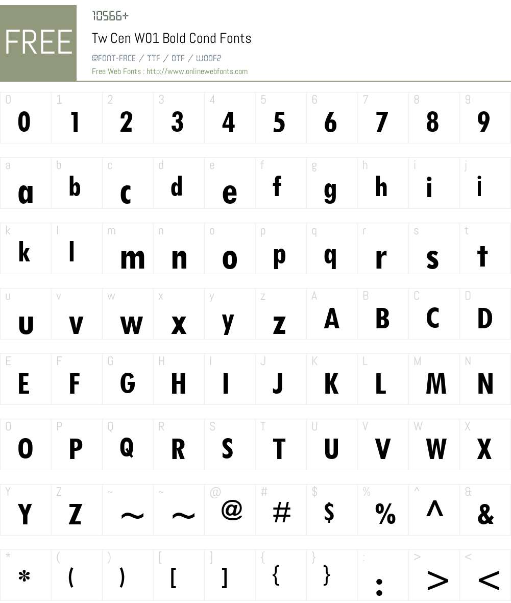 TwCenW01-BoldCond Font Screenshots