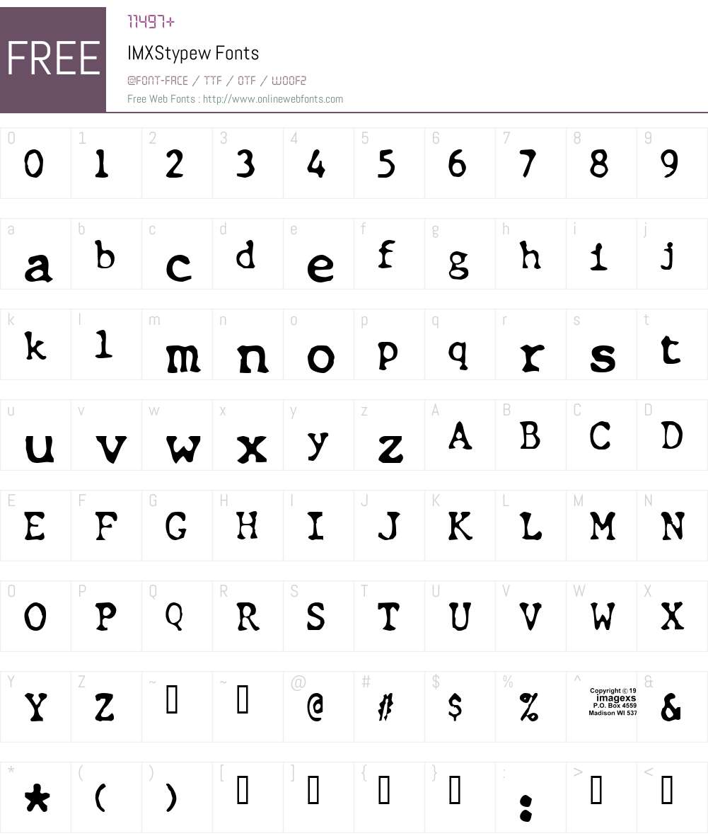 IMXStypew Font Screenshots