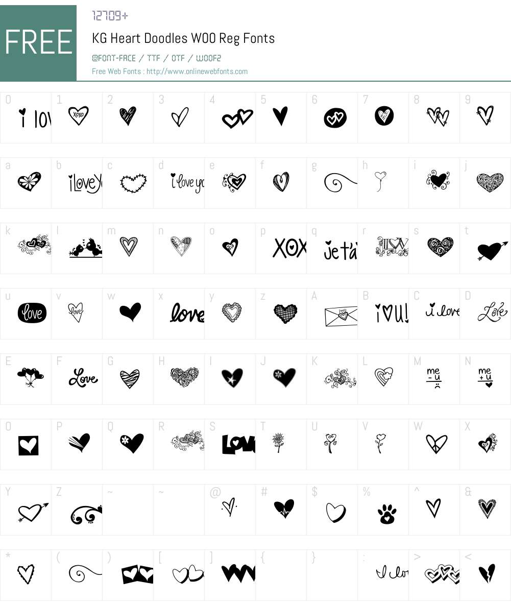 KGHeartDoodlesW00-Reg Font Screenshots
