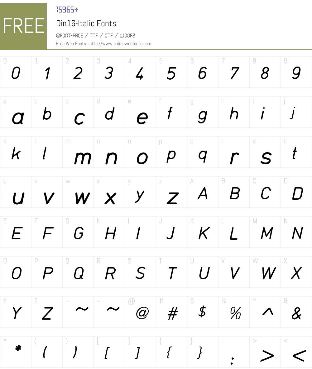 Din16 Font Screenshots