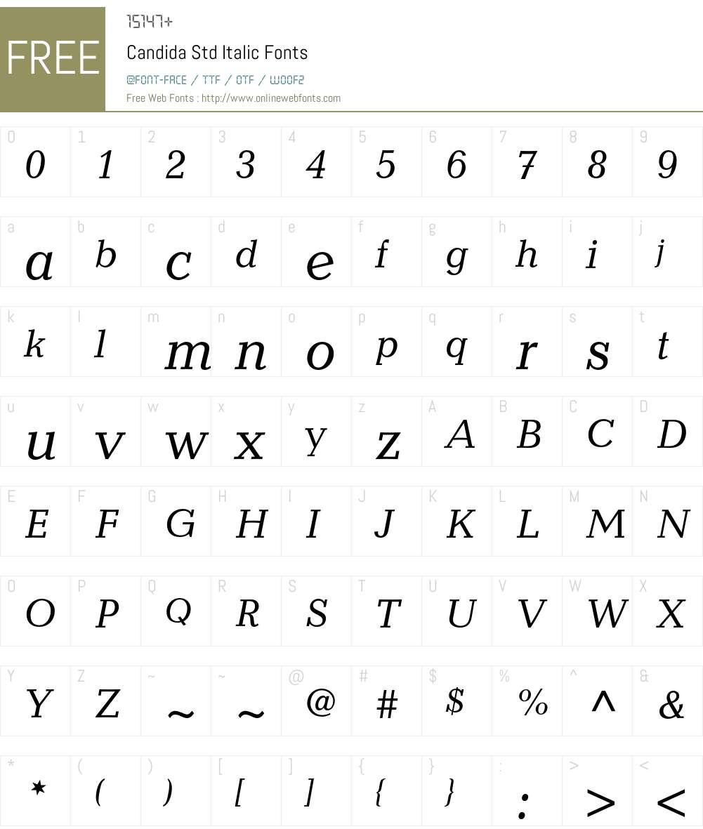Candida Std Font Screenshots