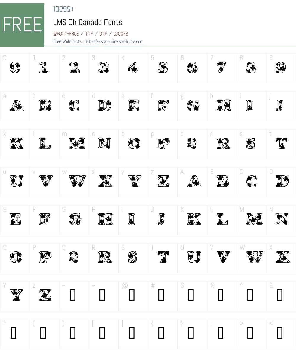 LMS Oh Canada Font Screenshots
