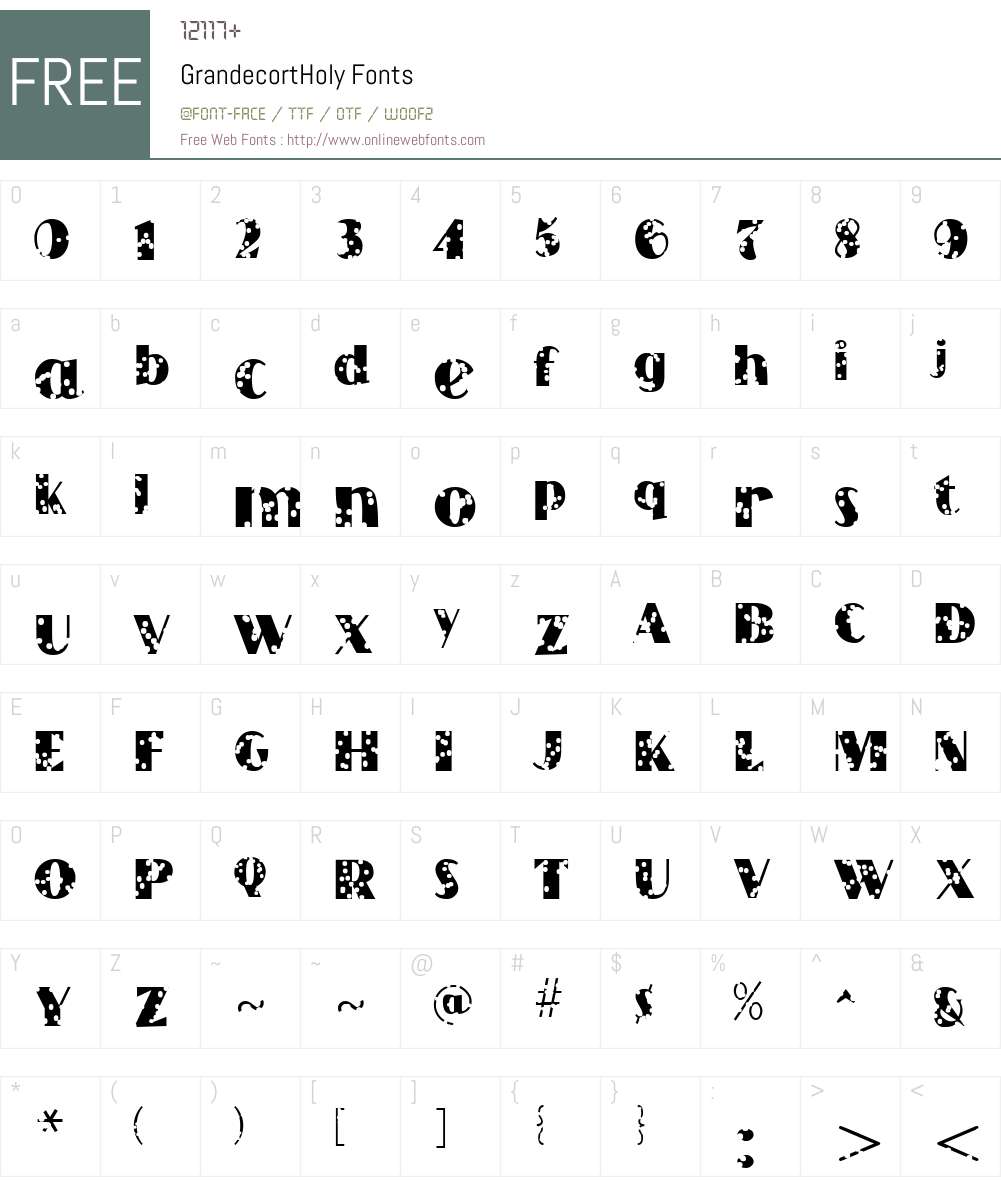 GrandecortHoly Font Screenshots