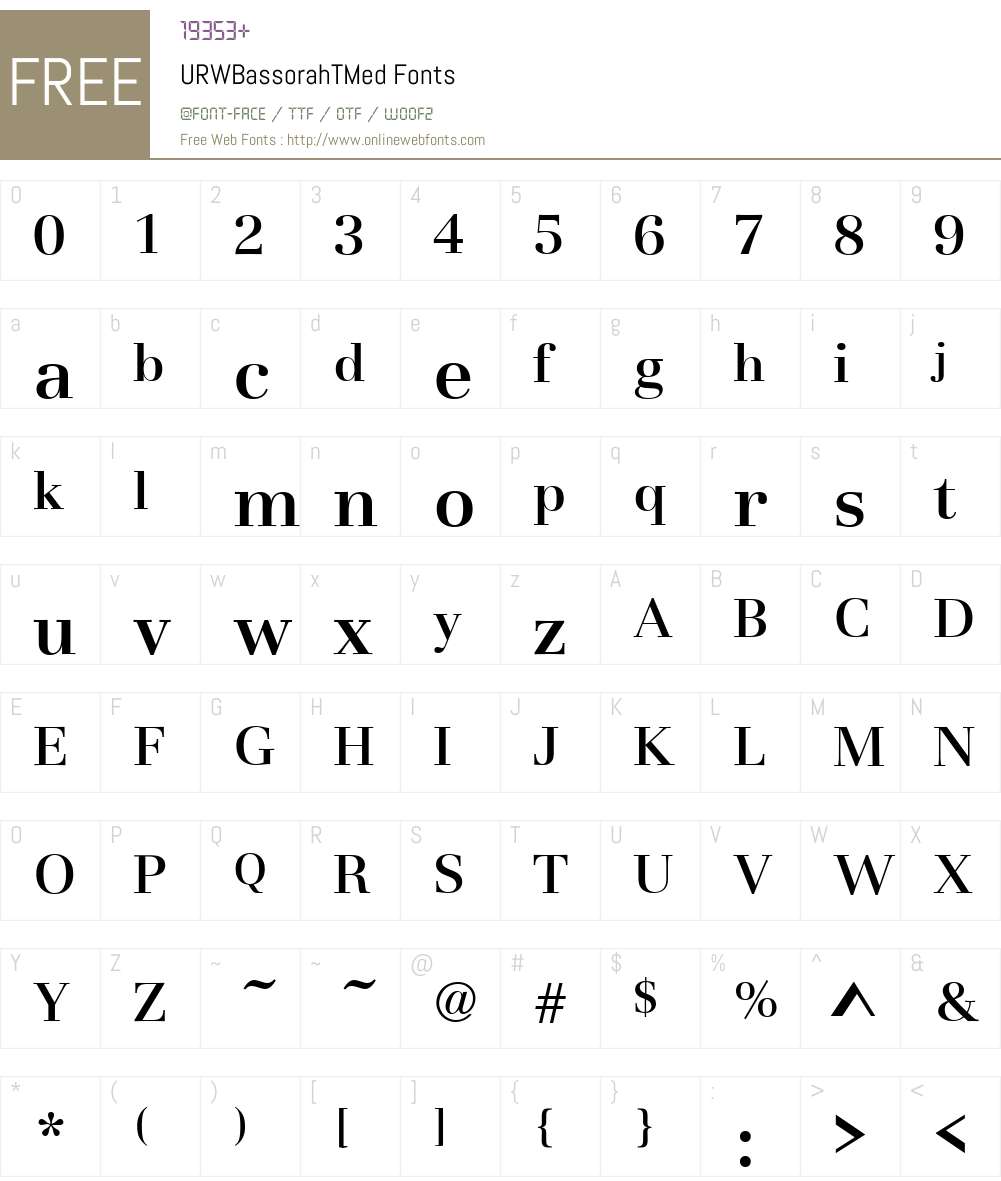 URWBassorahTMed Font Screenshots