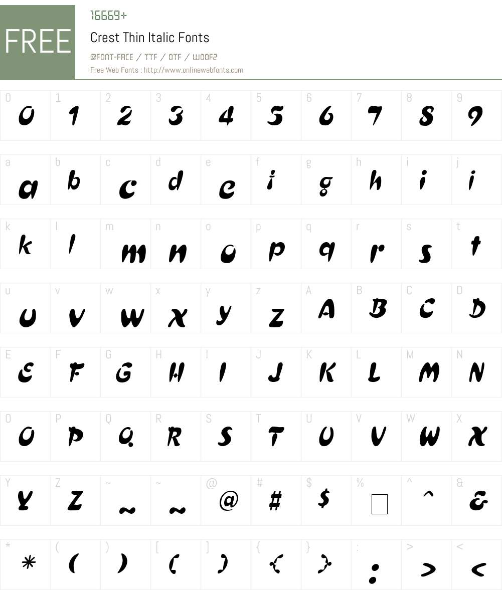 Crest Thin Font Screenshots