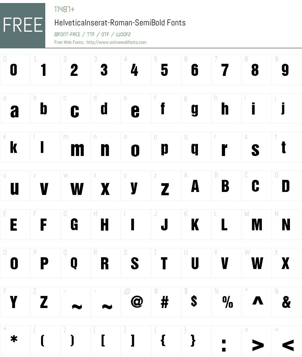HelveticaInserat-Roman-SemiBold Font Screenshots