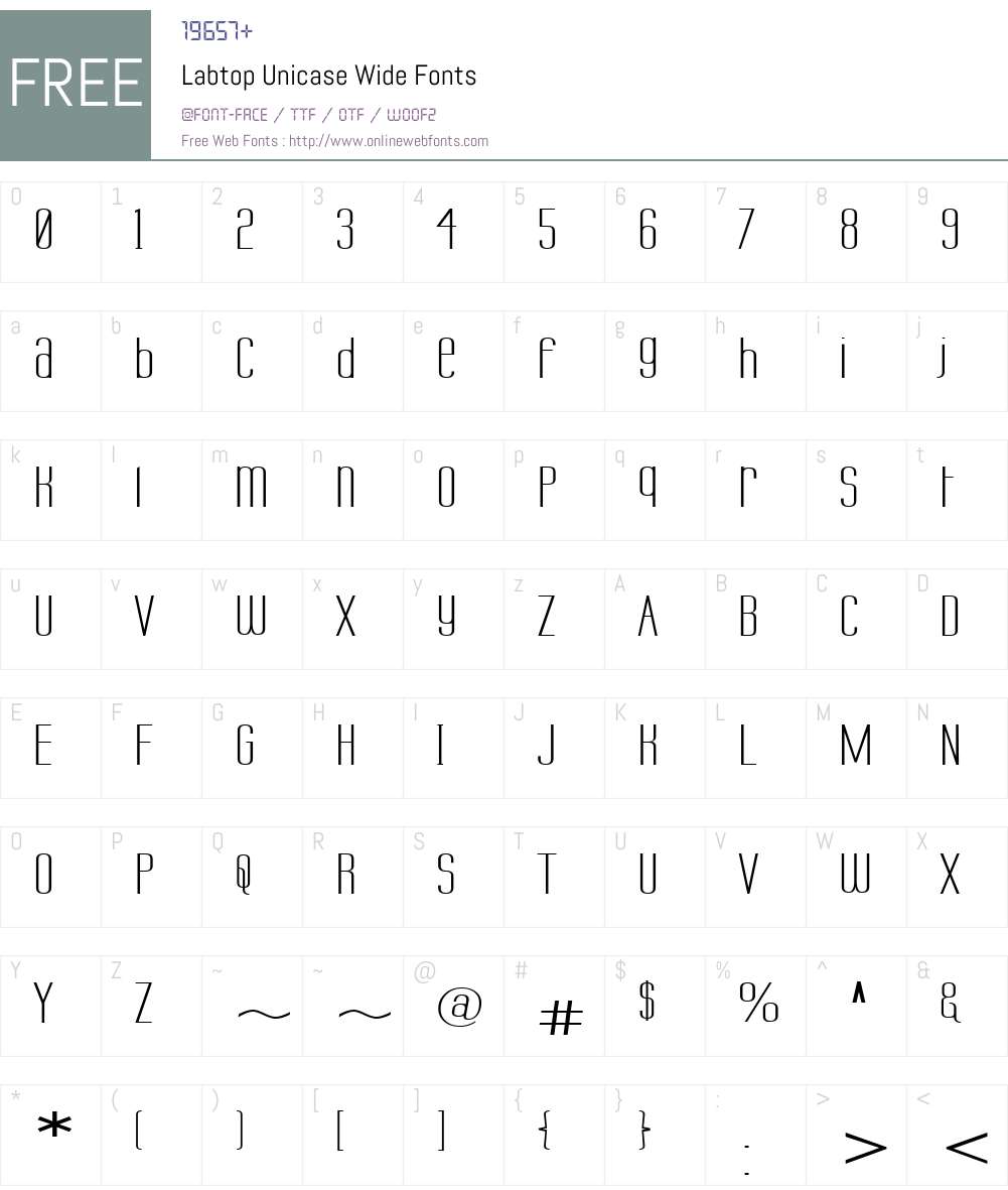 Labtop Unicase Wide Font Screenshots